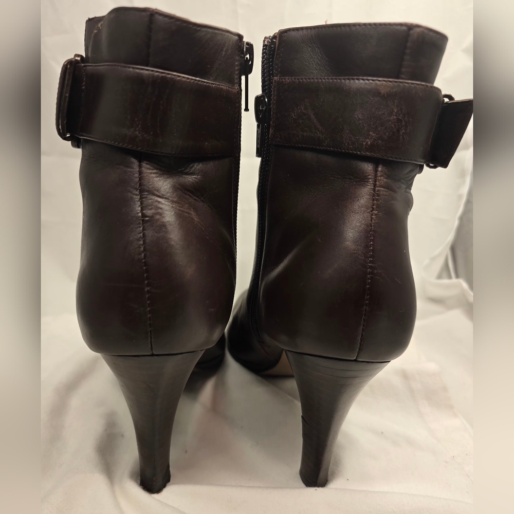 Alfani Dark Brown Leather Ankle Boots with Buckle 7 1/2 - Picture 7 of 11